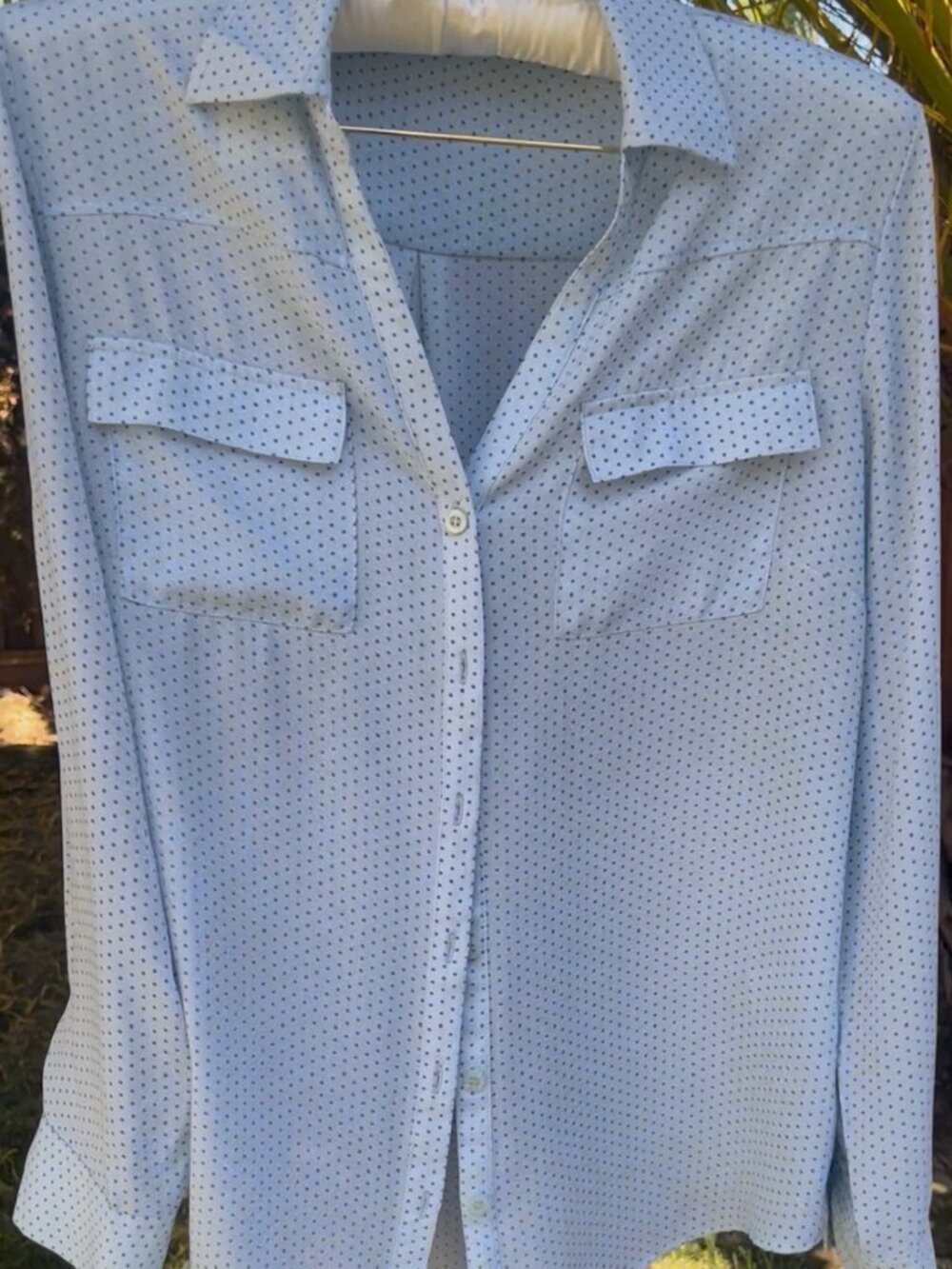 EUC New York & Company polka dot blouse SZ L
